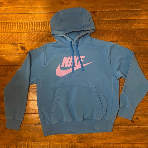 Nike Sky Blue Hoodie with Purple/pink Swoosh - Picture 1 of 2